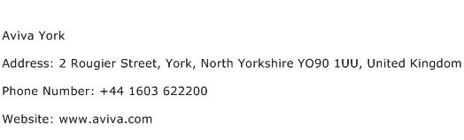 Aviva York Address Contact Number