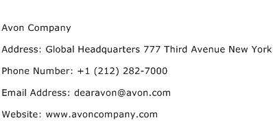 Avon Company Address Contact Number