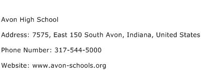Avon High School Address Contact Number