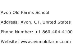 Avon Old Farms School Address Contact Number
