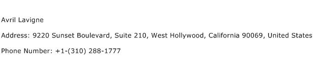 Avril Lavigne Address Contact Number