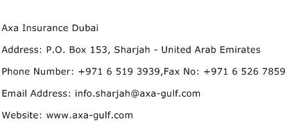 Axa Insurance Dubai Address Contact Number
