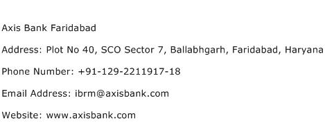 Axis Bank Faridabad Address Contact Number