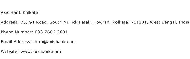Axis Bank Kolkata Address Contact Number