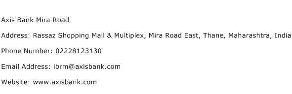 Axis Bank Mira Road Address Contact Number