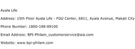 Ayala Life Address Contact Number