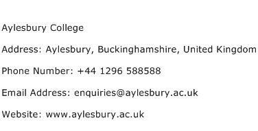 Aylesbury College Address Contact Number