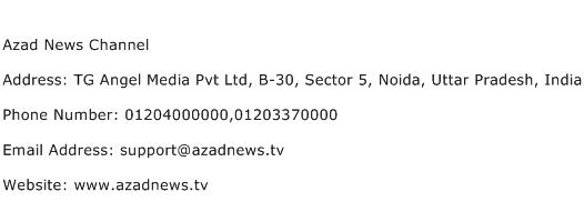 Azad News Channel Address Contact Number