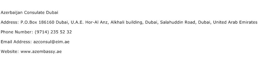 Azerbaijan Consulate Dubai Address Contact Number