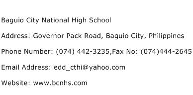 Baguio City National High School Address Contact Number