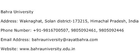 Bahra University Address Contact Number