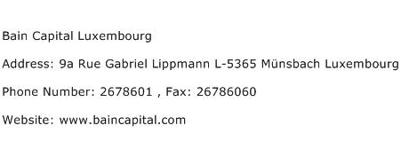 Bain Capital Luxembourg Address Contact Number