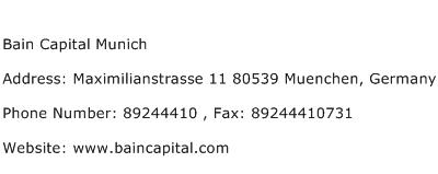 Bain Capital Munich Address Contact Number