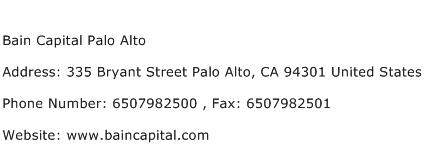 Bain Capital Palo Alto Address Contact Number