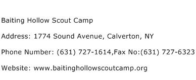Baiting Hollow Scout Camp Address Contact Number