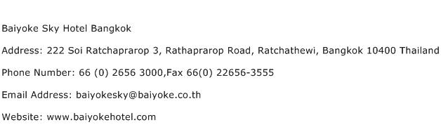 Baiyoke Sky Hotel Bangkok Address Contact Number