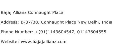 Bajaj Allianz Connaught Place Address Contact Number