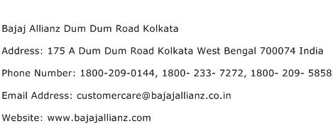 Bajaj Allianz Dum Dum Road Kolkata Address Contact Number