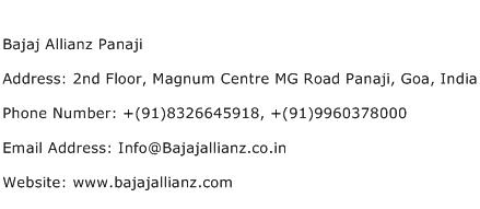 Bajaj Allianz Panaji Address Contact Number