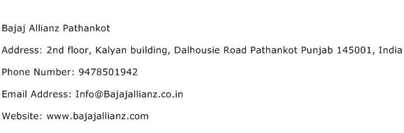 Bajaj Allianz Pathankot Address Contact Number