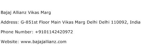 Bajaj Allianz Vikas Marg Address Contact Number