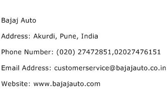 Bajaj Auto Address Contact Number