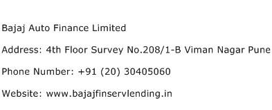 Bajaj Auto Finance Limited Address Contact Number