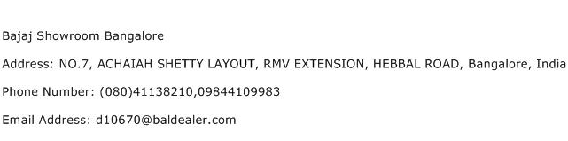 Bajaj Showroom Bangalore Address Contact Number