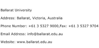 Ballarat University Address Contact Number