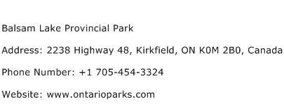Balsam Lake Provincial Park Address Contact Number