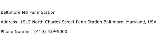 Baltimore Md Penn Station Address Contact Number