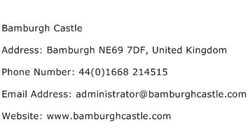 Bamburgh Castle Address Contact Number