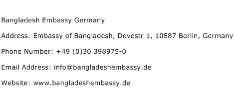 Bangladesh Embassy Germany Address Contact Number