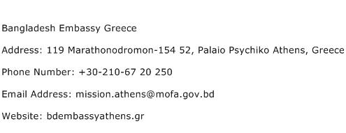 Bangladesh Embassy Greece Address Contact Number