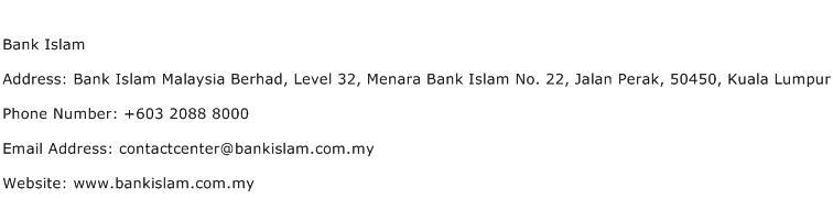 Bank Islam Address Contact Number
