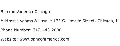 Bank of America Chicago Address Contact Number