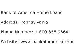 Bank of America Home Loans Address Contact Number