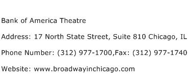Bank of America Theatre Address Contact Number