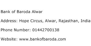 Bank of Baroda Alwar Address Contact Number