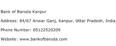 Bank of Baroda Kanpur Address Contact Number