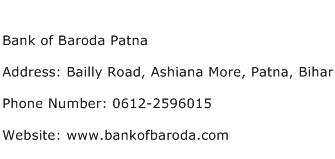 Bank of Baroda Patna Address Contact Number