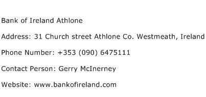 Bank of Ireland Athlone Address Contact Number
