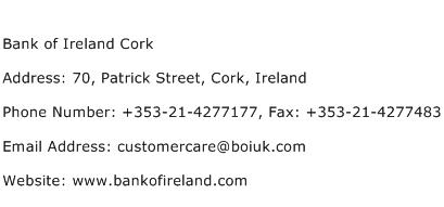 Bank of Ireland Cork Address Contact Number