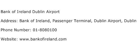 Bank of Ireland Dublin Airport Address Contact Number