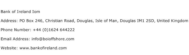Bank of Ireland Iom Address Contact Number