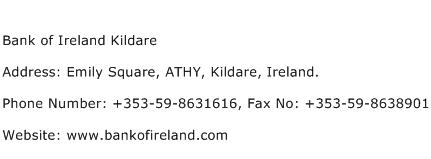 Bank of Ireland Kildare Address Contact Number