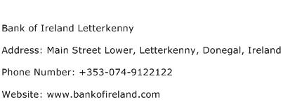 Bank of Ireland Letterkenny Address Contact Number