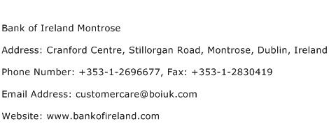 Bank of Ireland Montrose Address Contact Number