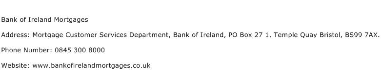 Bank of Ireland Mortgages Address Contact Number