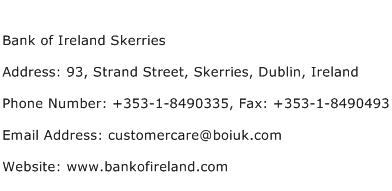 Bank of Ireland Skerries Address Contact Number